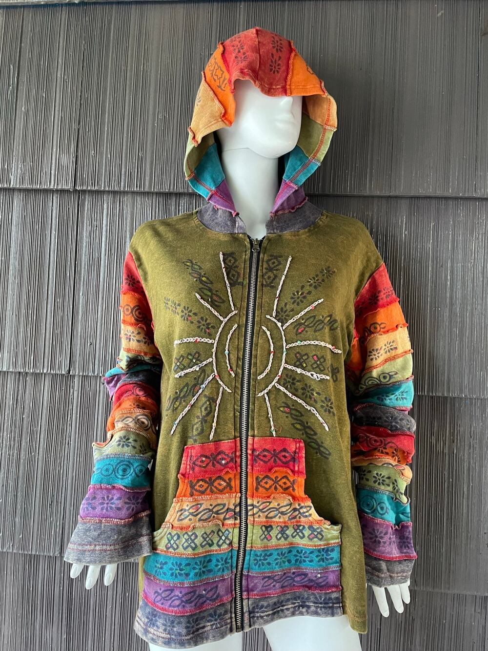 🔥Rising International Patchwork Embroider Cotton Hoodie Boho Jacket Whimsigoth